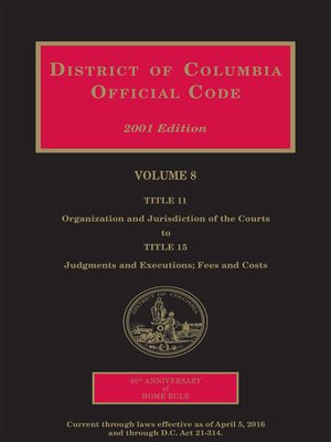 cover image of District of Columbia Official Code